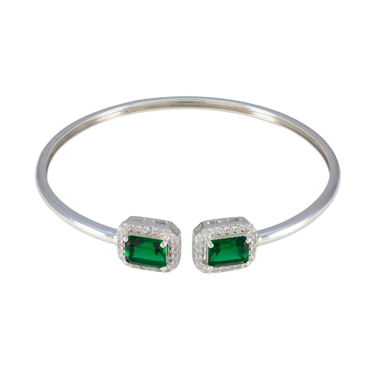 Emerald CZ Ice Cream Day Tiny Green 925 Silver Bangle Bracelet