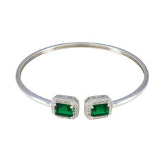 Emerald CZ Ice Cream Day Tiny Green 925 Silver Bangle Bracelet