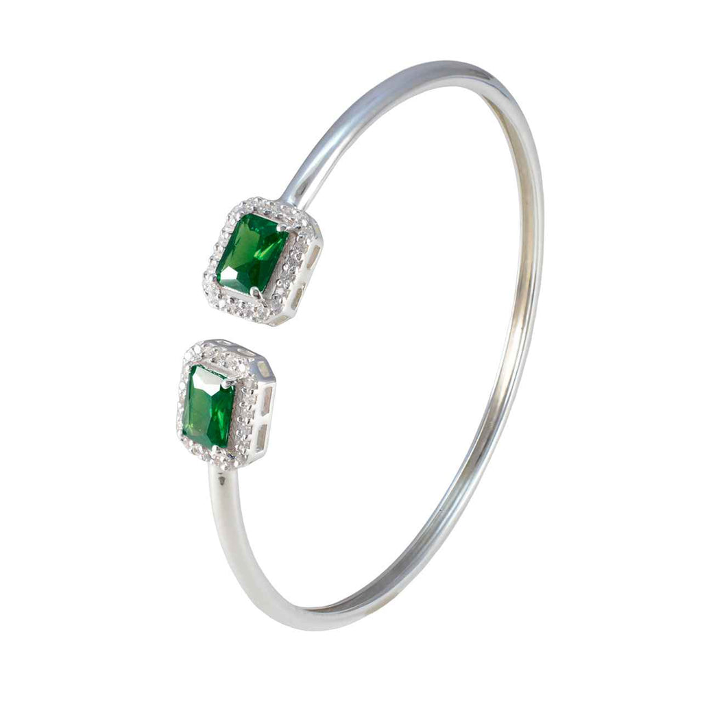 Emerald CZ Ice Cream Day Tiny Green 925 Silver Bangle Bracelet