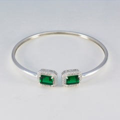 Emerald CZ Ice Cream Day Tiny Green 925 Silver Bangle Bracelet