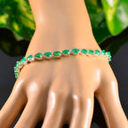 Emerald CZ Independence Day Tiny Green Silver Tennis Bracelet