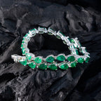 Emerald CZ Independence Day Tiny Green Silver Tennis Bracelet