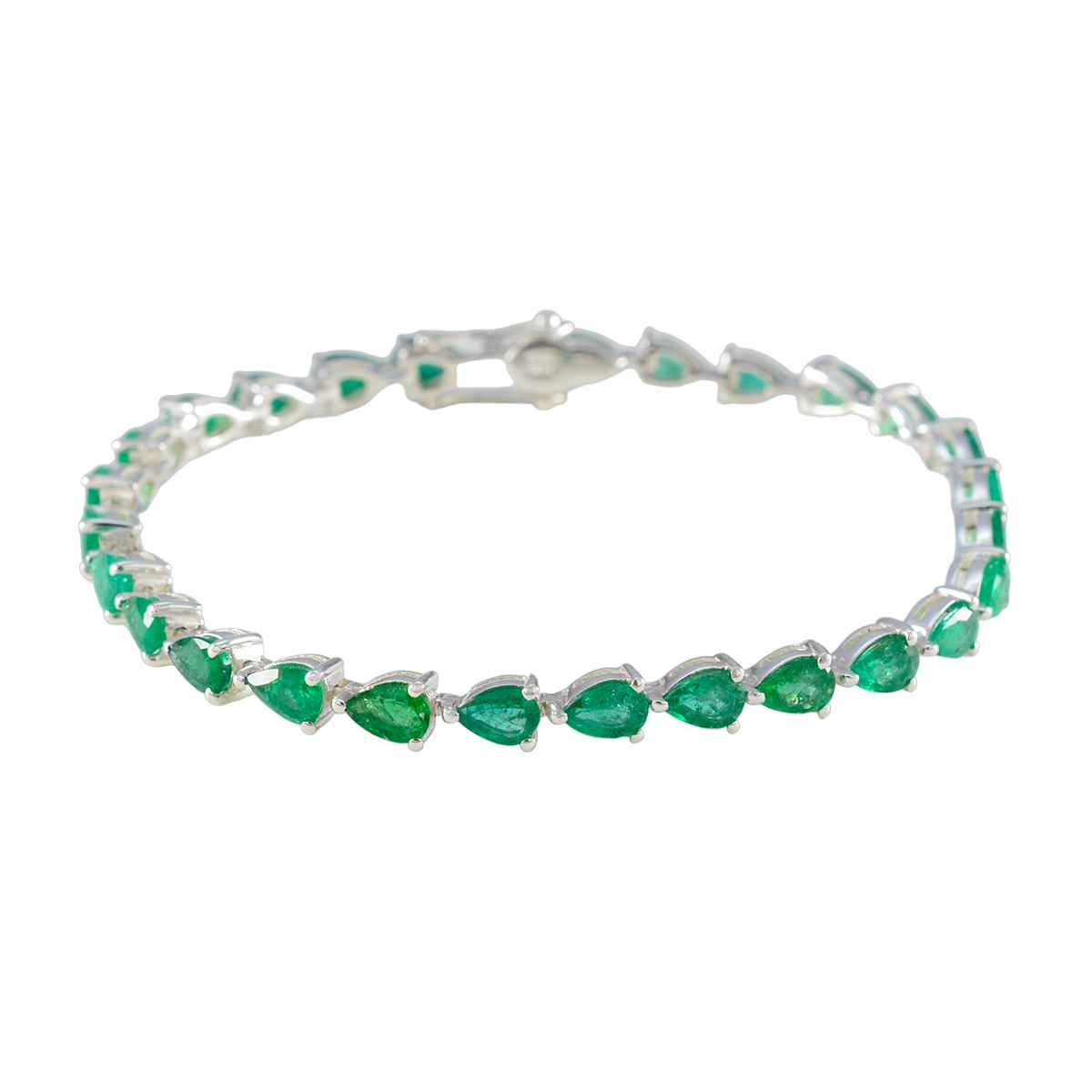 Emerald CZ Independence Day Tiny Green Silver Tennis Bracelet