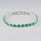Emerald CZ Independence Day Tiny Green Silver Tennis Bracelet