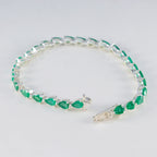 Emerald CZ Independence Day Tiny Green Silver Tennis Bracelet