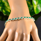 Emerald CZ tea Day Minimal Green Sterling Silver Tennis Bracelet