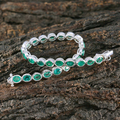 Emerald CZ tea Day Minimal Green Sterling Silver Tennis Bracelet