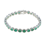 Emerald CZ tea Day Minimal Green Sterling Silver Tennis Bracelet