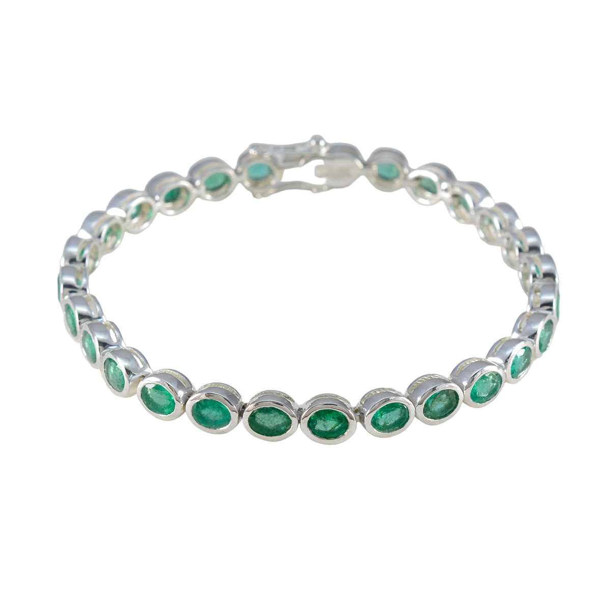 Emerald CZ tea Day Minimal Green Sterling Silver Tennis Bracelet