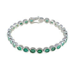 Emerald CZ tea Day Minimal Green Sterling Silver Tennis Bracelet