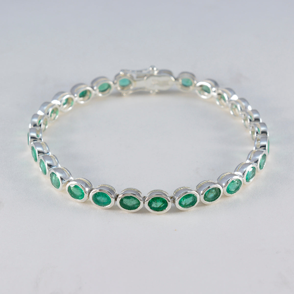 Emerald CZ Tea Day Minimal Green Sterling Zilveren Tennisarmband Secundaire afbeelding
