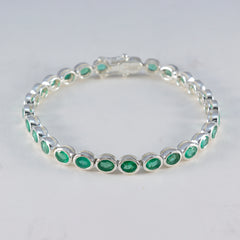 Emerald CZ tea Day Minimal Green Sterling Silver Tennis Bracelet