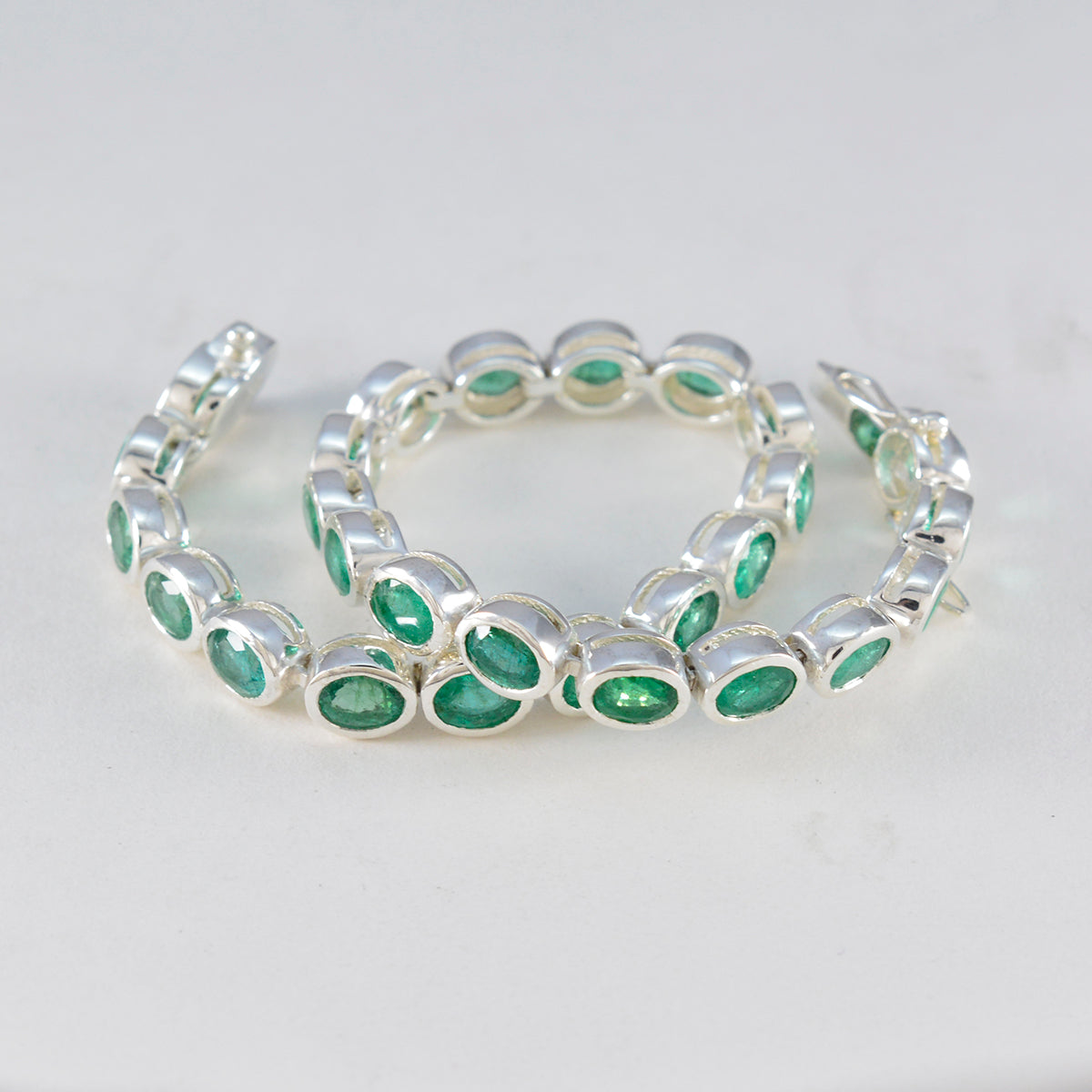 Emerald CZ tea Day Minimal Green Sterling Silver Tennis Bracelet