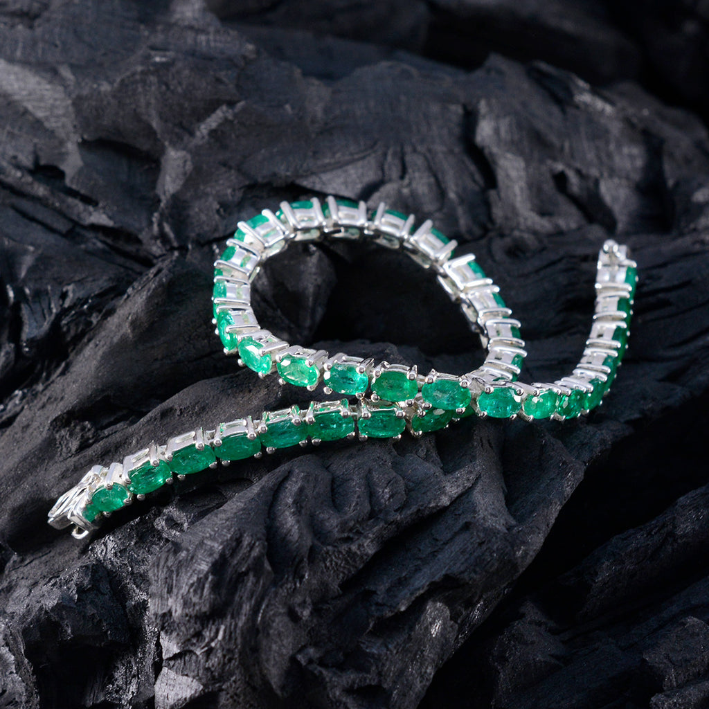 Emerald CZ Cat Day Tiny Green 925 Silver Tennis Bracelet