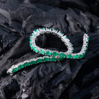 Emerald CZ Cat Day Tiny Green 925 Silver Tennis Bracelet