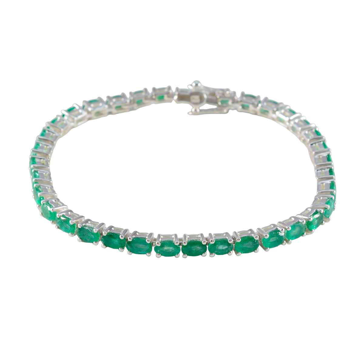 Emerald CZ Cat Day Tiny Green 925 Silver Tennis Bracelet Главное изображение товара