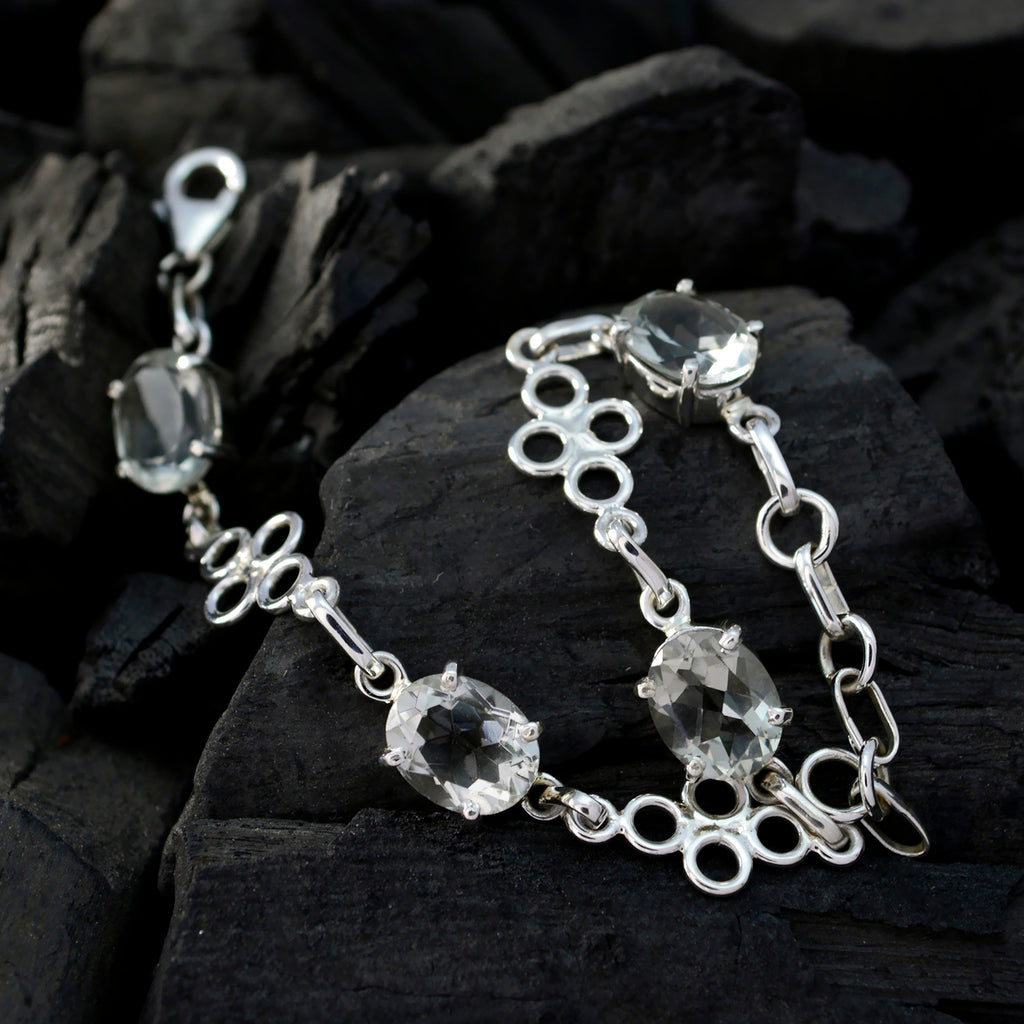Green Amethyst Dance Day Dainty Light Green Sterling Silver Links Bracelet
