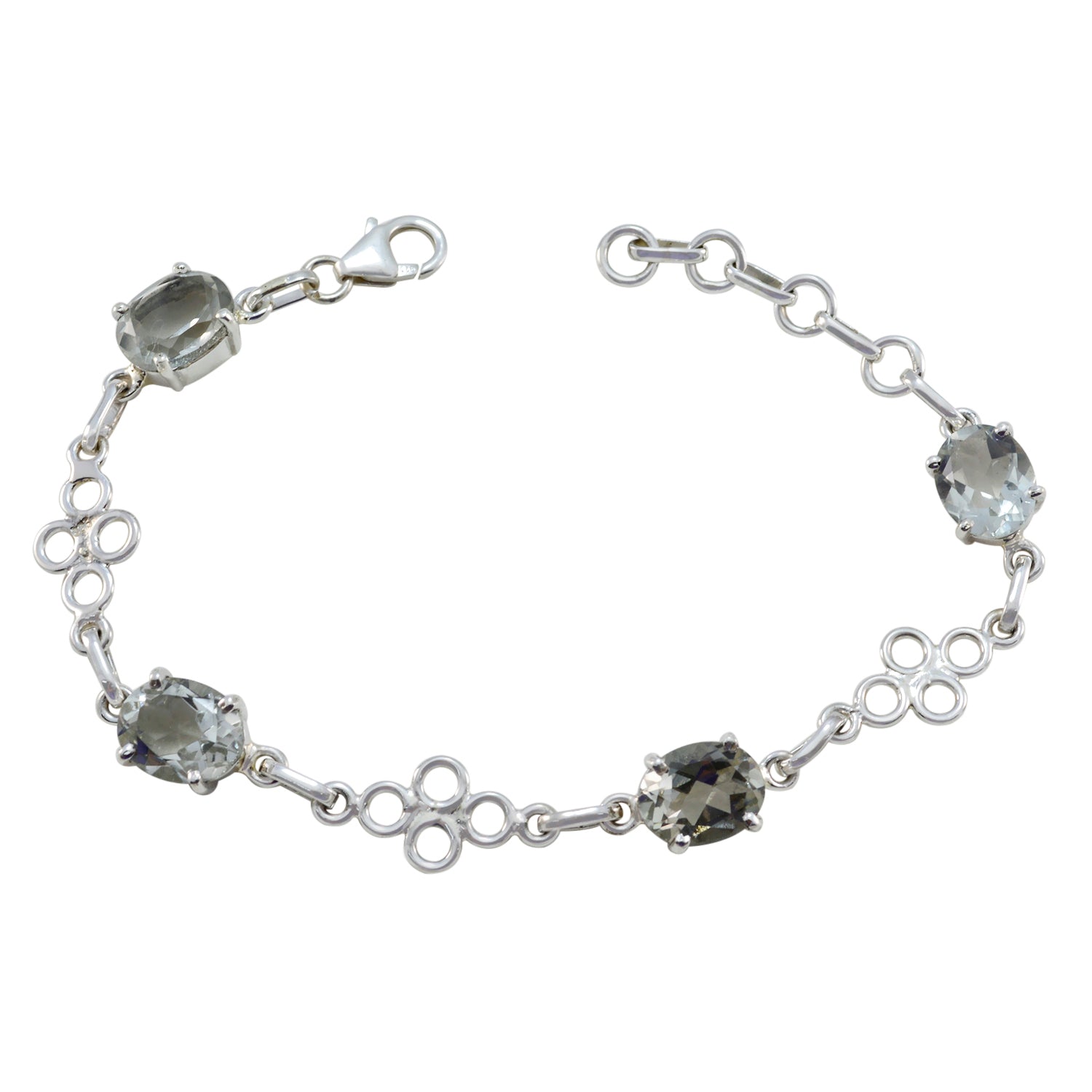 Green Amethyst Dance Day Dainty Light Green Sterling Silver Links Bracelet Hoofdafbeelding
