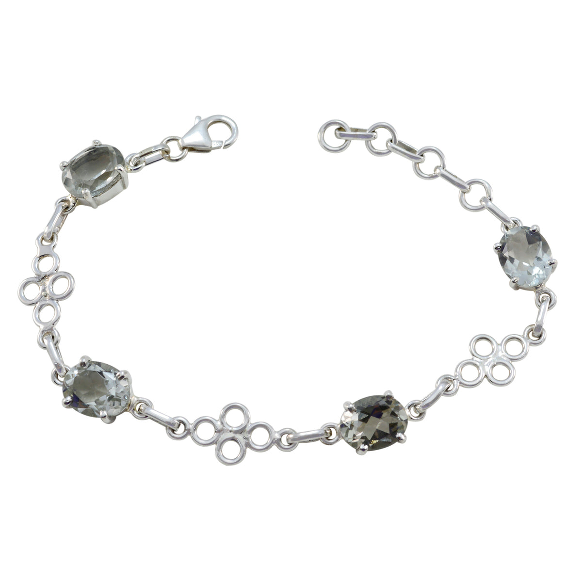 Green Amethyst Dance Day Dainty Light Green Sterling Silver Links Bracelet
