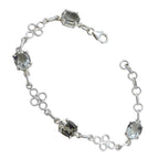 Green Amethyst Dance Day Dainty Light Green Sterling Silver Links Bracelet