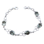 Green Amethyst Day of Friendship Featherlight Light Green 925 Silver Links Bracelet