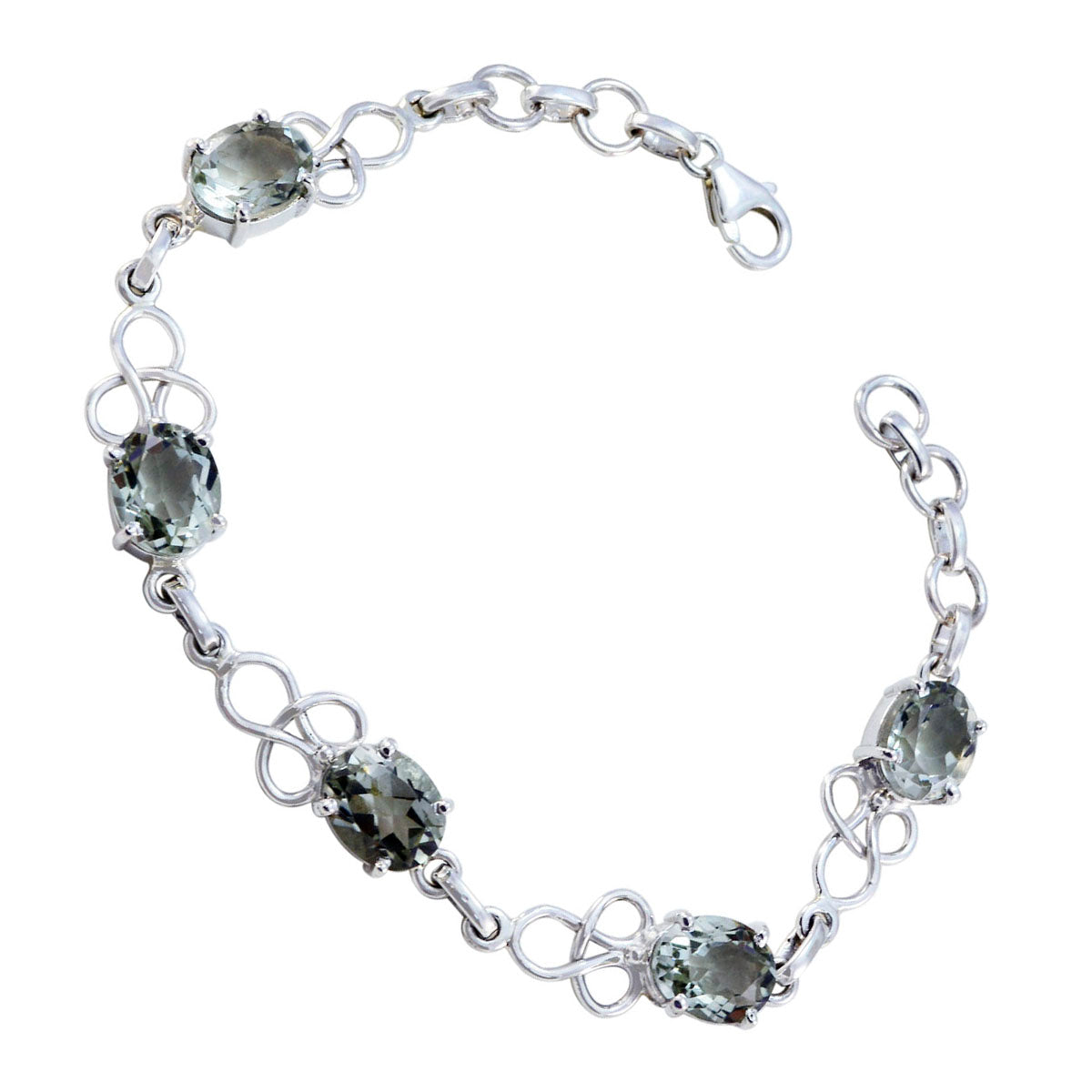 Bracelet à maillons en argent 925 vert clair avec améthyste verte et motif « Jour de l'amiti頻 Image secondaire du produit