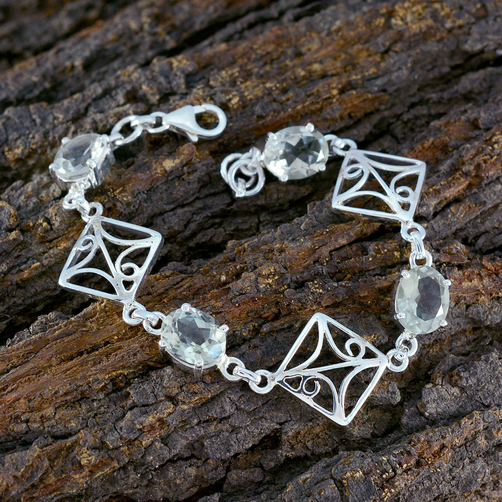 Green Amethyst Day of Happiness Featherlight Light Green Silver Links Bracelet