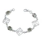 Green Amethyst Day of Happiness Featherlight Light Green Silver Links Bracelet