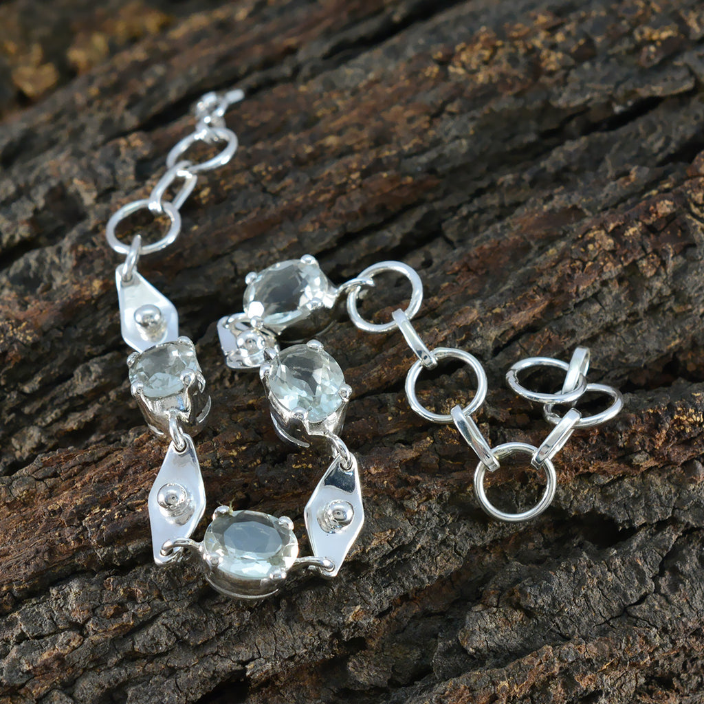 Green Amethyst Day of Light Slim Light Green Sterling Silver Links Bracelet
