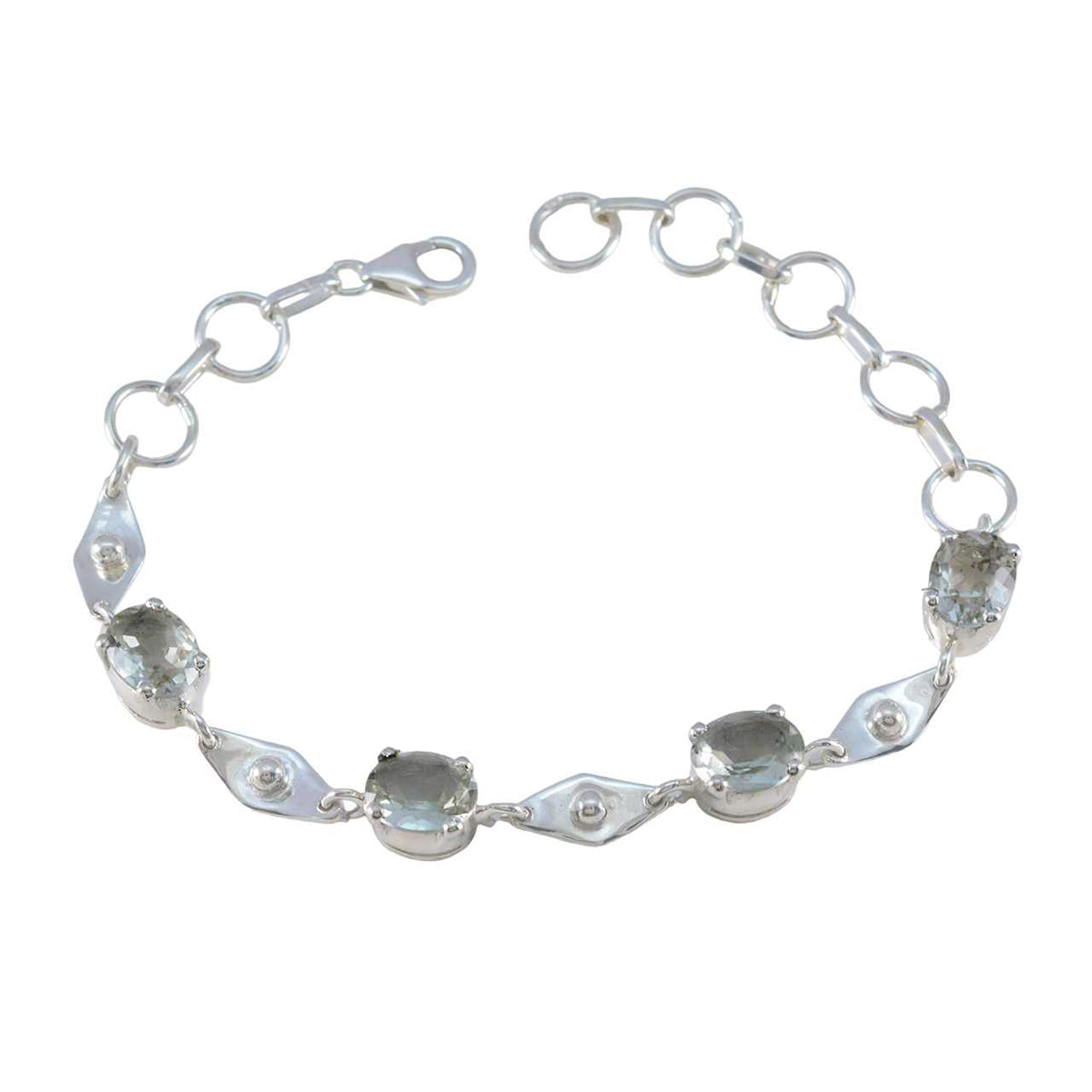 Green Amethyst Day of Light Slim Light Green Sterling Silver Links Bracelet Hoofdafbeelding