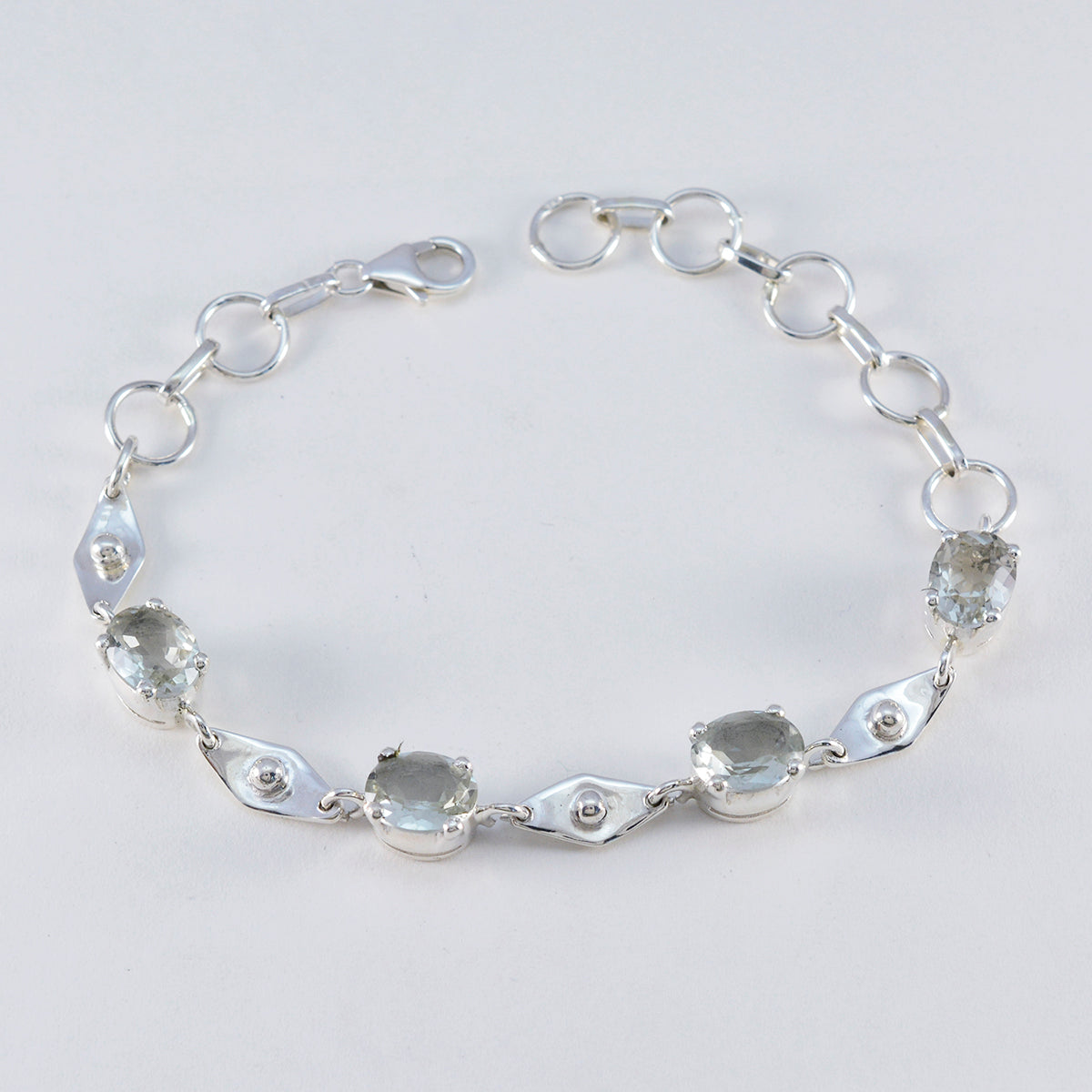 Green Amethyst Day of Light Slim Light Green Sterling Silver Links Bracelet