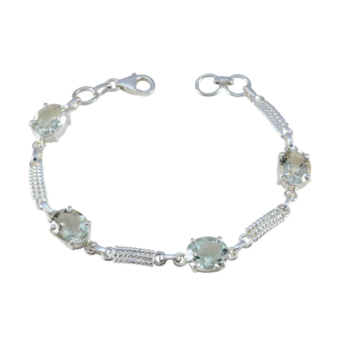 Green Amethyst Day of Yoga Slim Light Green 925 Silver Links Bracelet Hoofdafbeelding