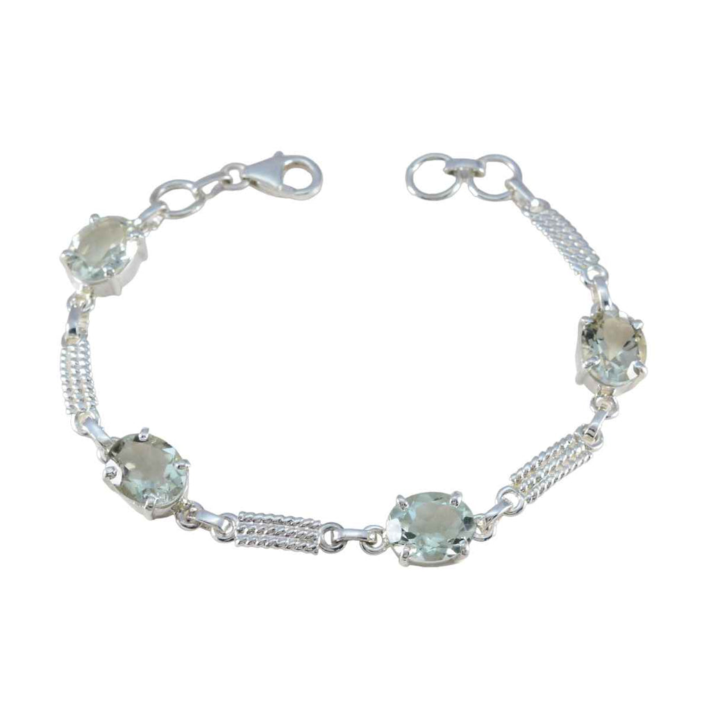 Green Amethyst Day of Yoga Slim Light Green 925 Silver Links Bracelet