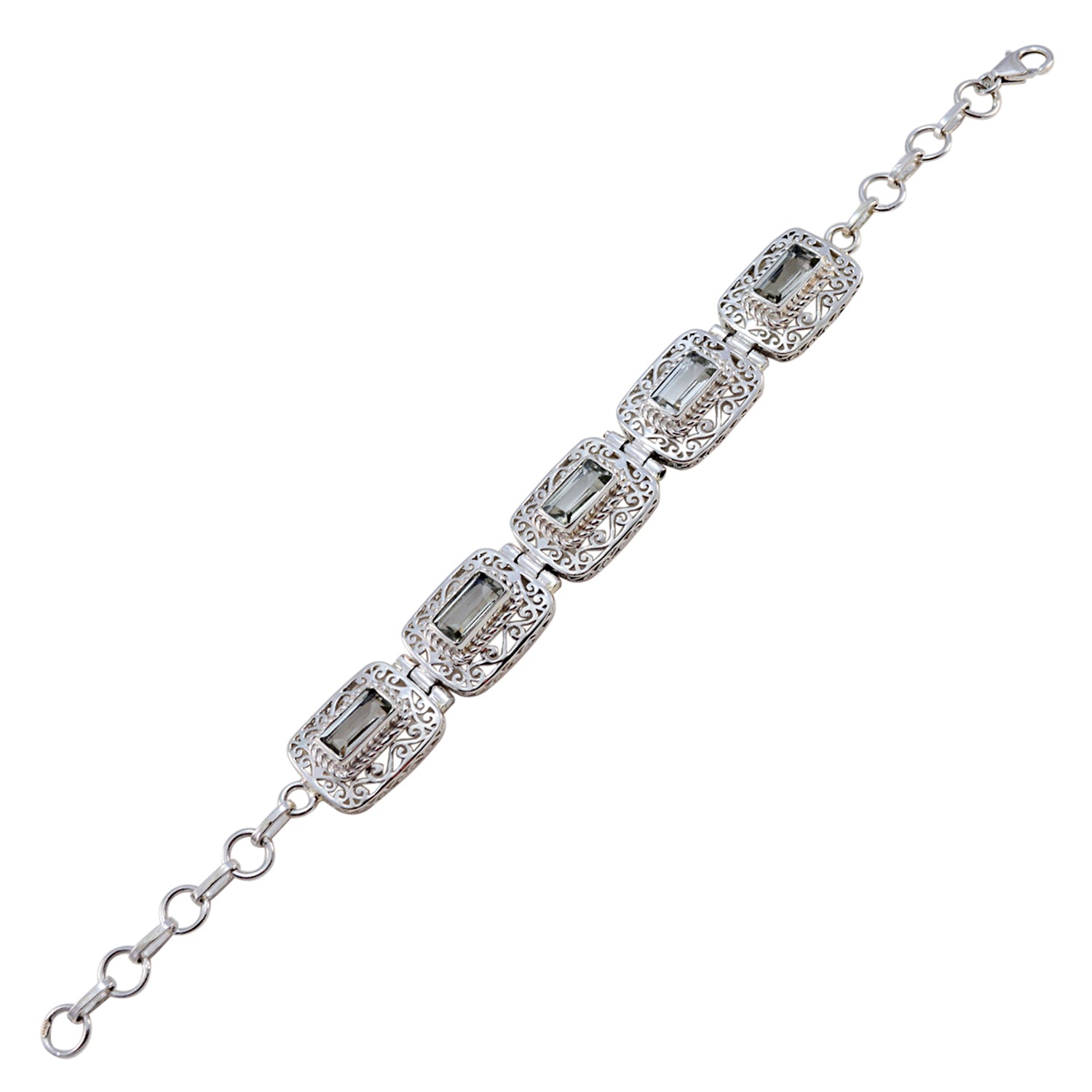Groene Amethist Dog Day Middelzware Lichtgroene Zilveren Schakelarmband Secundaire afbeelding