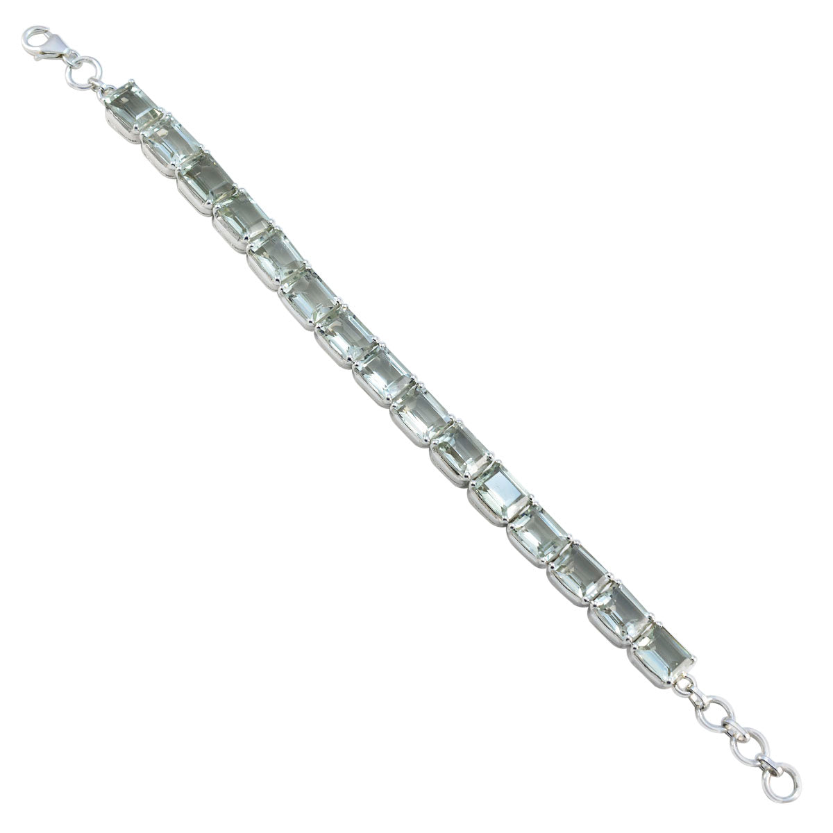 Green Amethyst Friendship Eye-catching Light Green Sterling Silver Tennis Bracelet