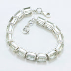 Green Amethyst Friendship Eye-catching Light Green Sterling Silver Tennis Bracelet