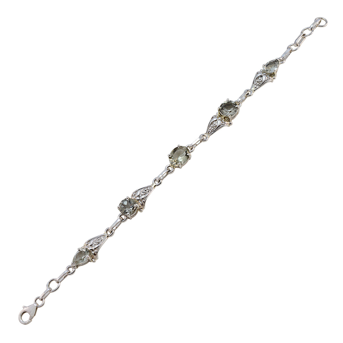 Green Amethyst sportsday Featherlight Light Green 92.5 Silver Links Bracelet