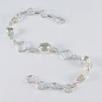 Green Amethyst Waffle Day Dainty Light Green Silver Links Bracelet