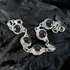 Garnet Women’s Day Tiny Red Sterling Silver Links Bracelet
