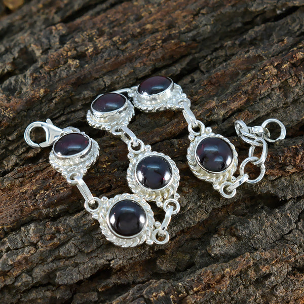 Garnet Women’s Day Tiny Red Sterling Silver Links Bracelet