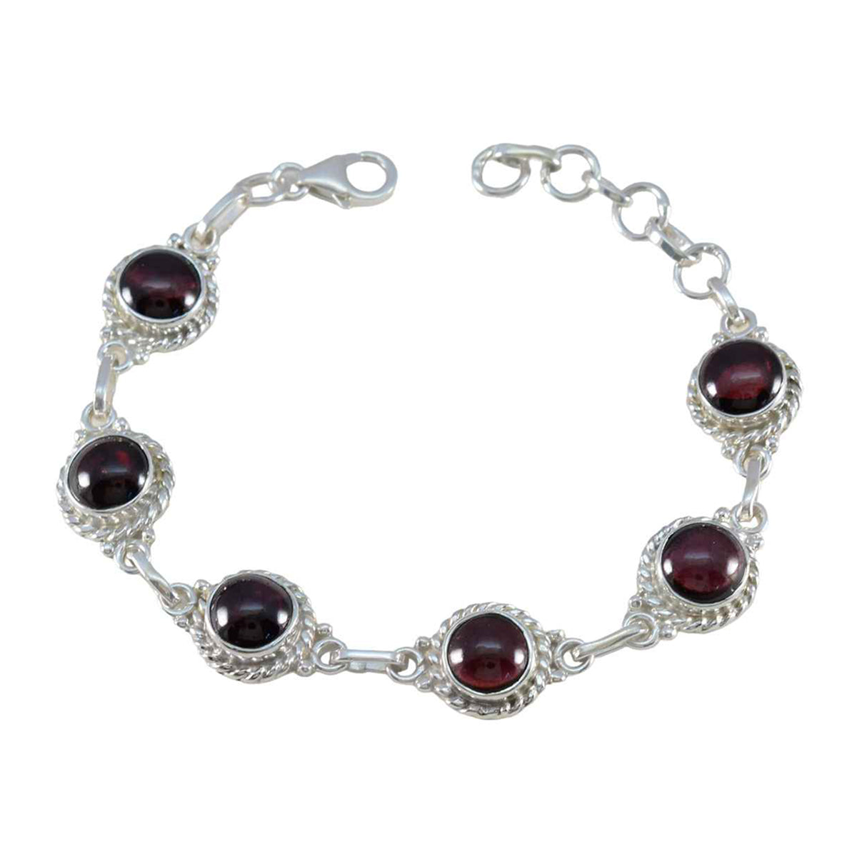 Garnet Women’s Day Tiny Red Sterling Silver Links Bracelet