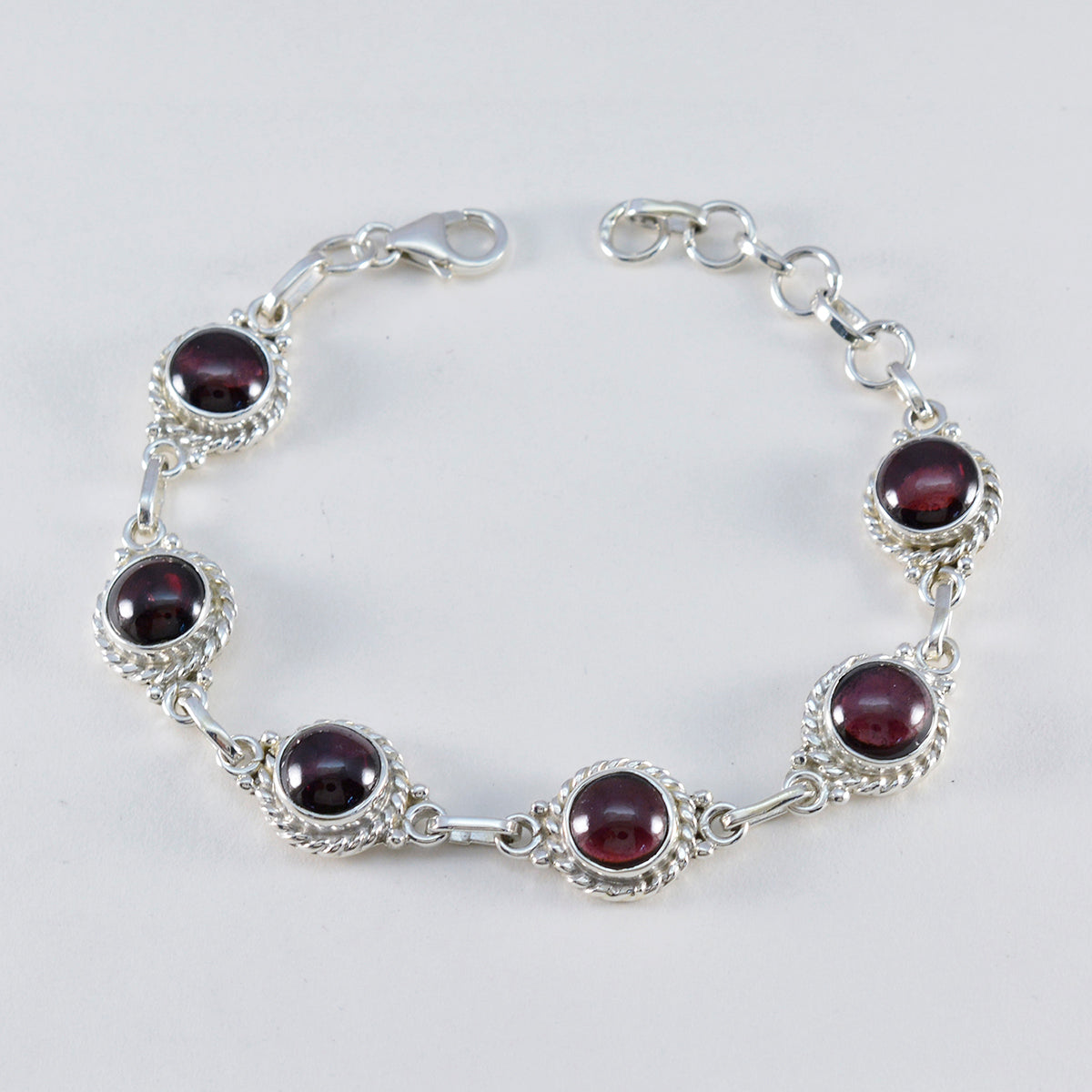 Garnet Women’s Day Tiny Red Sterling Silver Links Bracelet