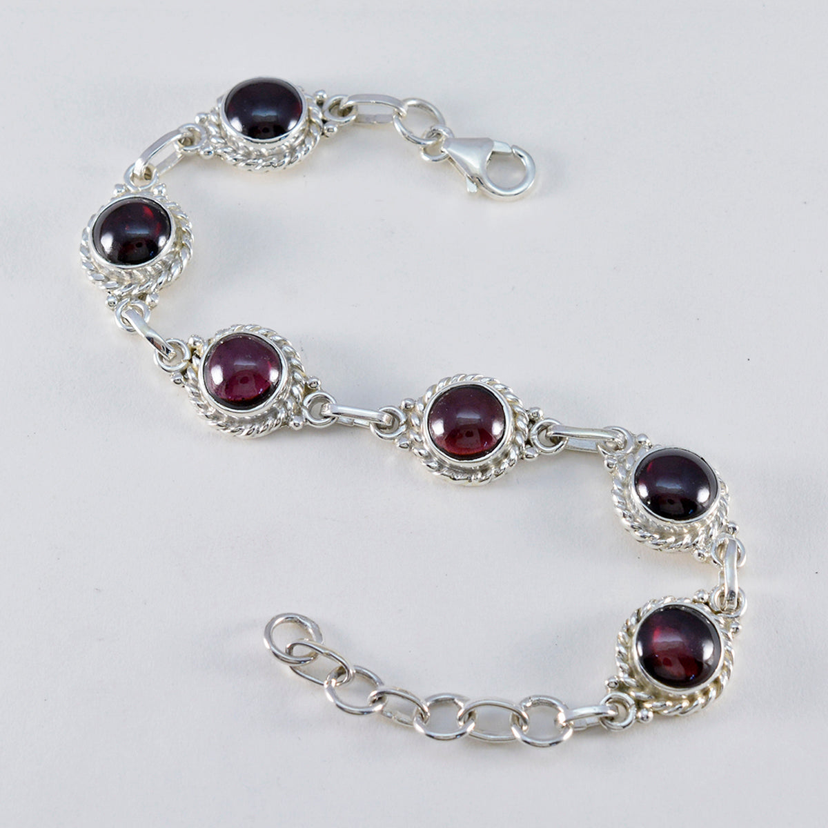 Garnet Women’s Day Tiny Red Sterling Silver Links Bracelet