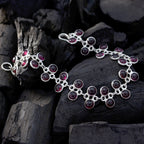 Garnet Women's Day Featherlight Red 925 Silver Links Bracelet
