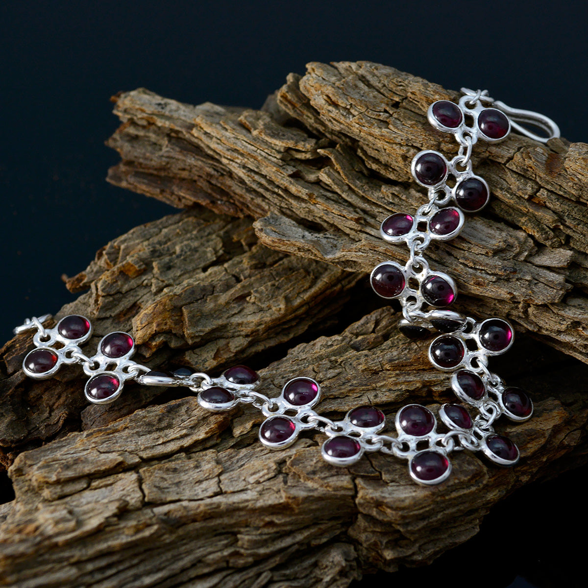 Garnet Women's Day Featherlight Red 925 Silver Links Bracelet