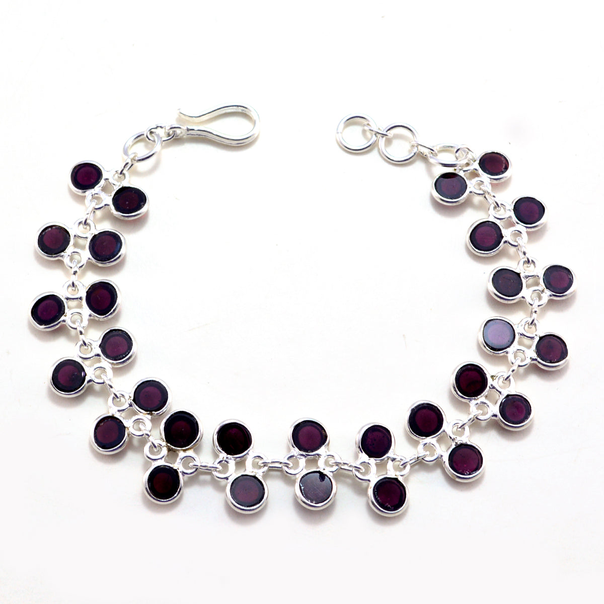 Garnet Women's Day Featherlight Red 925 Silver Links Bracelet