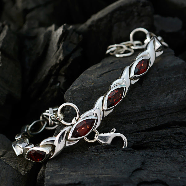 Garnet Yoga Day Slim Red Silver Tennis Bracelet
