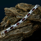 Garnet Yoga Day Slim Red Silver Tennis Bracelet