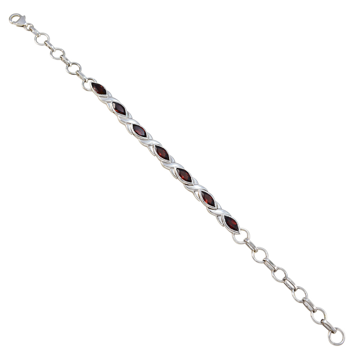 Garnet Yoga Day Slim Red Silver Tennis Bracelet