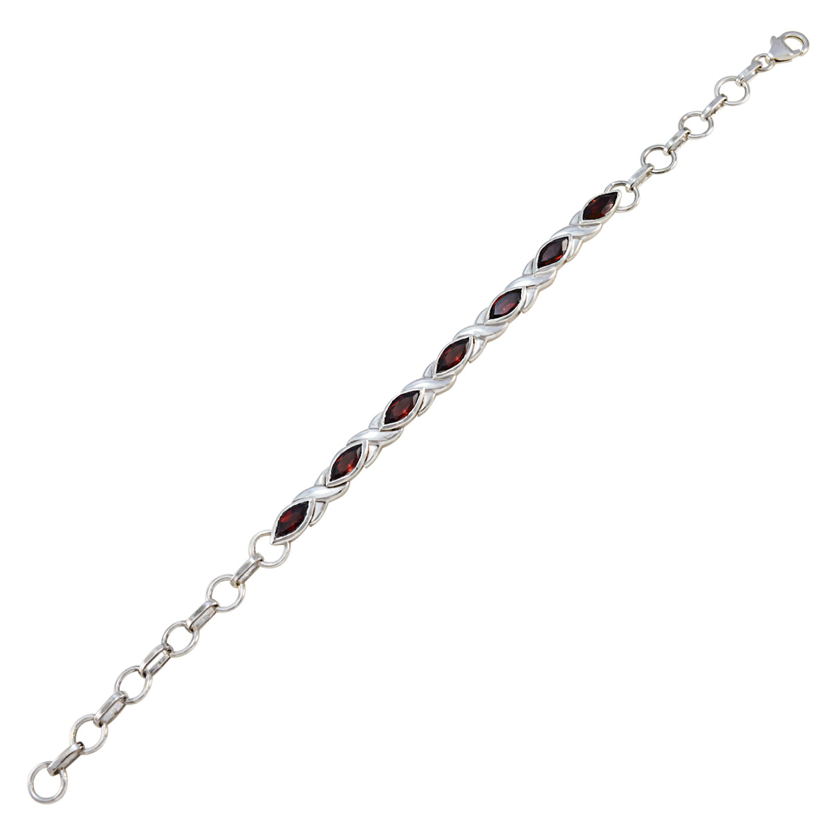 Garnet Yoga Day Slim Red Silver Tennis Bracelet